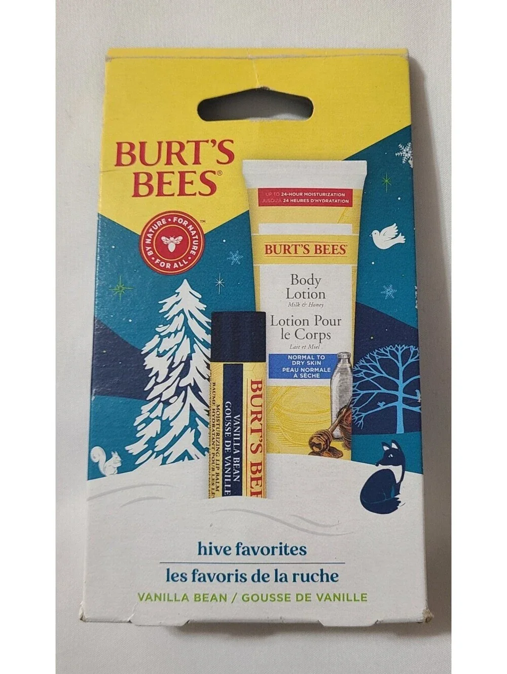 NEW 2pc Burt's Bees Hive Favorites Lip Balm & Body Lotion Gift Set Vanilla Bean